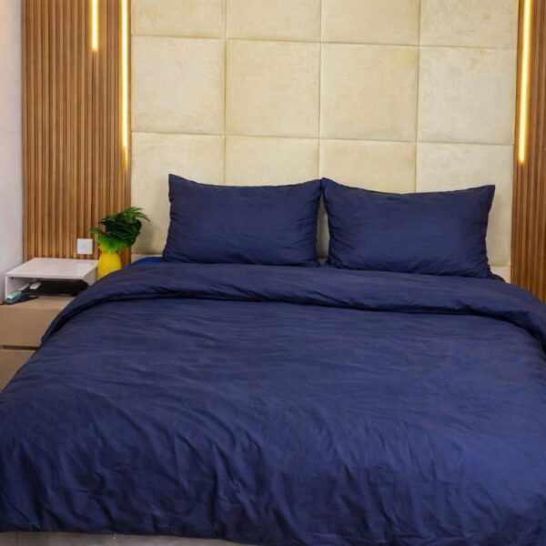 Navy Blue Cotton Bedsheet Set with Pillowcases