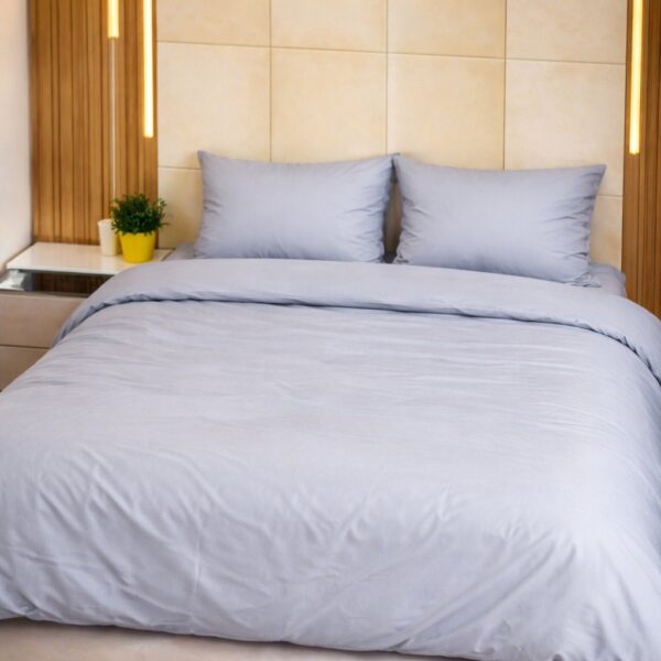 Grey Cotton Bedsheet Set with Pillowcases